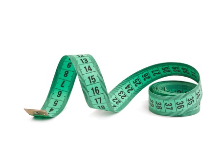 Measuring tape on a white backgroundの写真素材