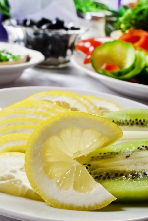 Closeup of lemon slicesの写真素材