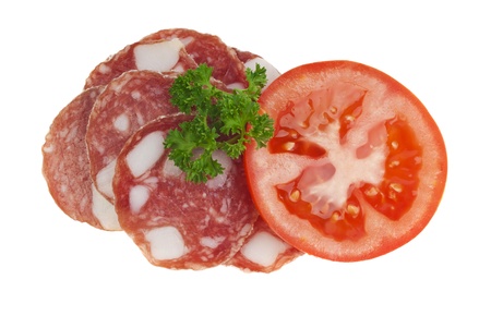 Salami with Tomatoの写真素材
