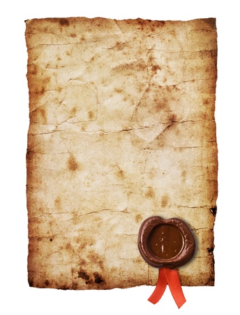 Blank paper with wax sealの写真素材