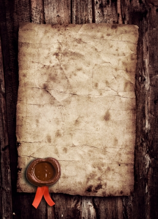 Blank paper with wax sealの写真素材
