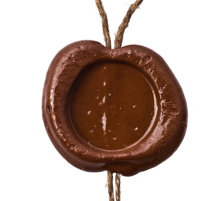 Post stamps , Empty seal wax with the cord isolated on whiteの写真素材