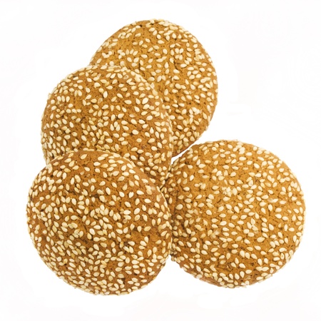 Delicious oatmeal cookie isolated on white backgroundの写真素材