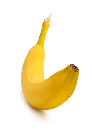 Ripe banana isolated on white backgroundの写真素材