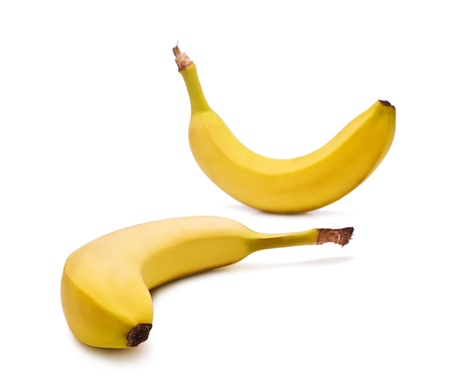 Ripe banana isolated on white backgroundの写真素材