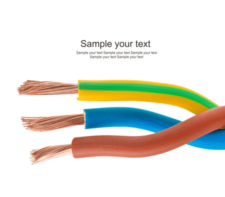 closeup of a electric cable on a white background