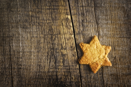 Christmas cookies on a wooden backgroundの写真素材