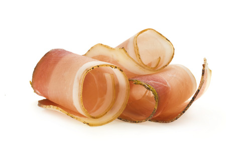 Rolled slices of hamの写真素材