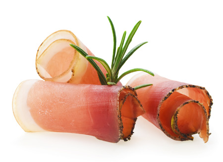 Rolled slices of hamの写真素材