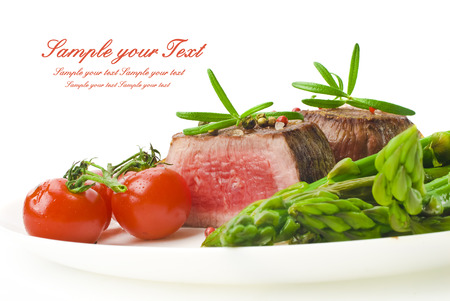 Barbecue Grilled Beef Steak Meat with Vegetablesの写真素材