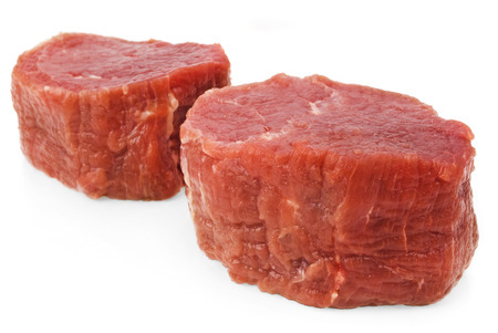 fresh beef isolated on whiteの写真素材