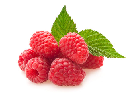 Red berry raspberry isolated on white background