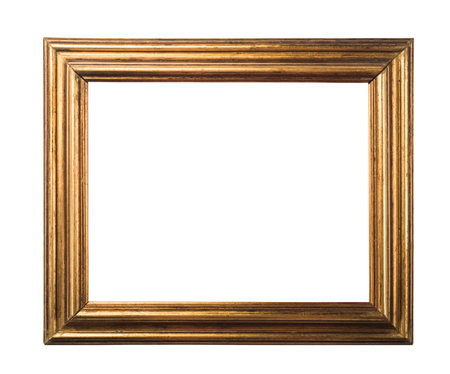 Classic gold frame. Isolated over whiteの写真素材