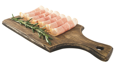 Coppa pork collar ham. Cold cuts on wood. Rustic ham prosciuttoの写真素材