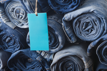 background of a stack rolled jeansの写真素材