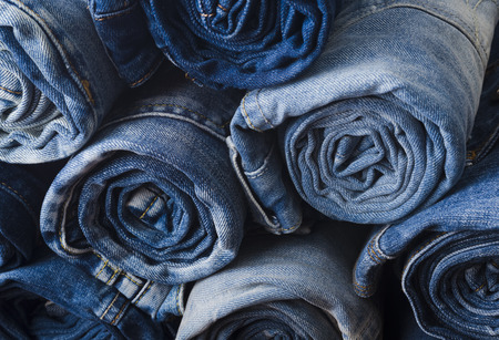 background of a stack rolled jeansの写真素材