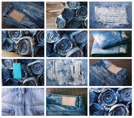 set of textures ripped jeansの写真素材