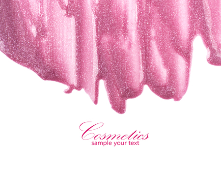 Lip gloss sample isolated on white. It can be used as a background.の写真素材
