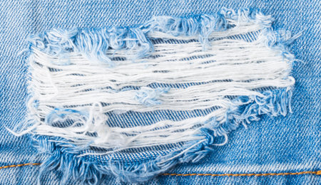 Blue torn denim jeans texture with space for text