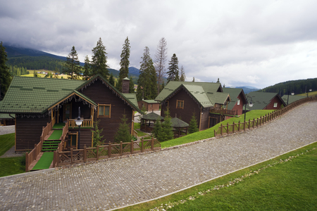 The popular ski resort of Bukovel in the autumn. Ukrainian Carpathians.の写真素材