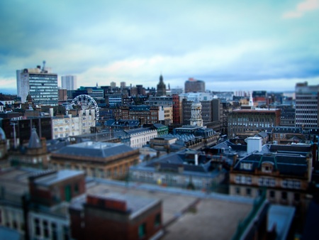 Glasgow city on a winter day in tilt shift effect のeditorial素材