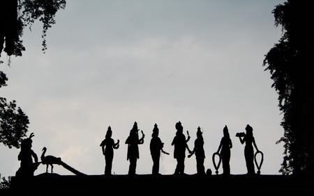 Shades of Hindu Gods statues in Batu Caves, Kuala Lumpurの写真素材