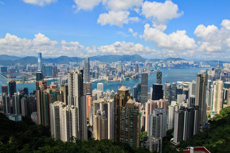 View of Hong Kong skyline from Victoria Peakの写真素材