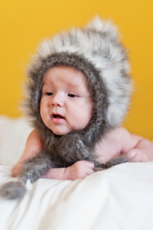 cute baby in hatの写真素材