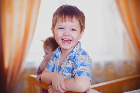 The beautiful kid smiles and happyの写真素材