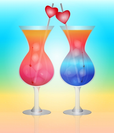 Solar cocktail for lovers on the beachのイラスト素材