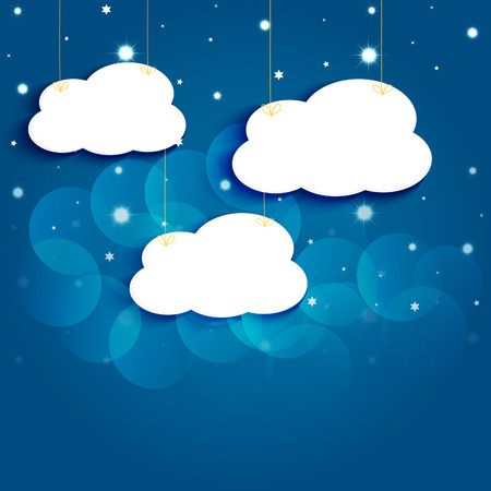 Cartoon clouds in the night sky のイラスト素材