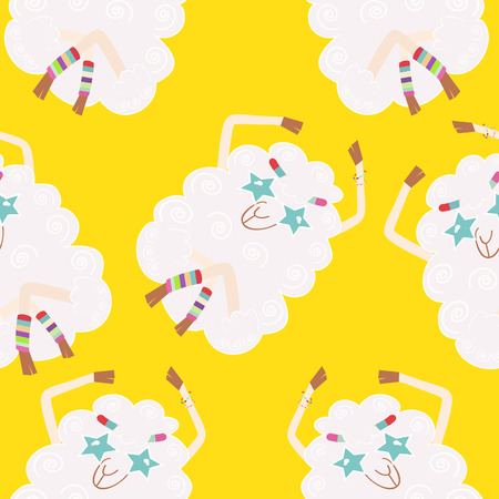 Seamless background with sheep hippies.のイラスト素材
