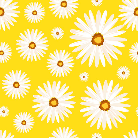 Spring seamless background with camomile flowers. Vector EPS10.のイラスト素材