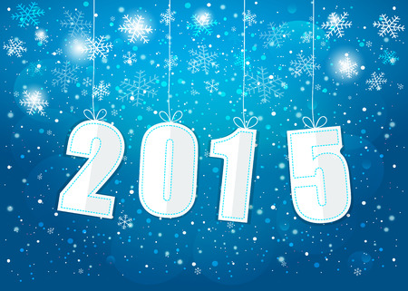 2015 New Years on the blue Christmas background. Vector EPS10.のイラスト素材
