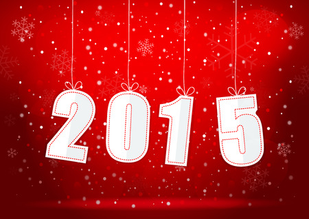 2015 New Years on the red Christmas background. Vector EPS10.のイラスト素材