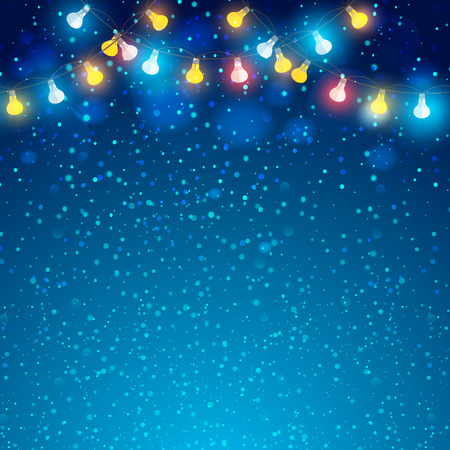 Colored garland in blue background. Vector EPS10.のイラスト素材