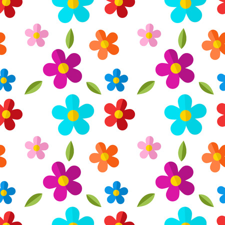 Seamless pattern with color flowers isolated on white background. のイラスト素材