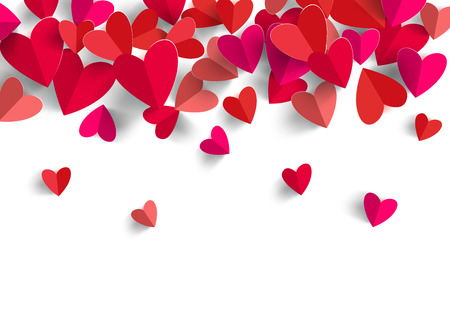 3D paper heart isolated in white background.  Greeting card. Vector EPS10.のイラスト素材