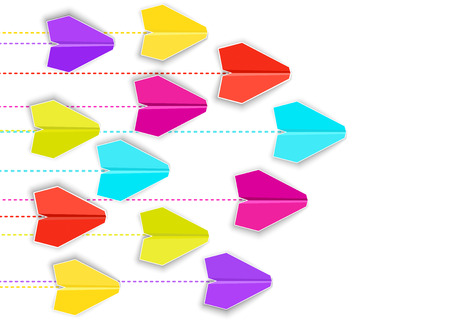 3d vector paper planes isolated on white background.のイラスト素材