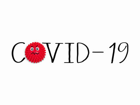 Molecule Corona Virus with text COVID-19 on white background .. Healthy, medical concept.の写真素材