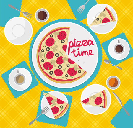 Pizza time vector illustrationのイラスト素材