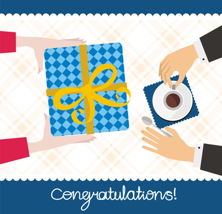 Woman gives a gift to manのイラスト素材