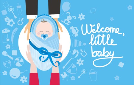 Greeting card for newborn baby boyのイラスト素材