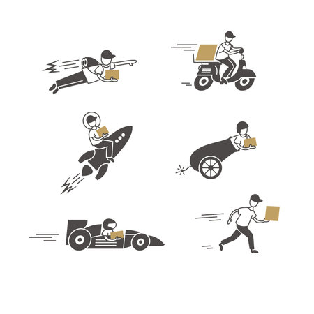 Icon set with fast delivery and shippingのイラスト素材