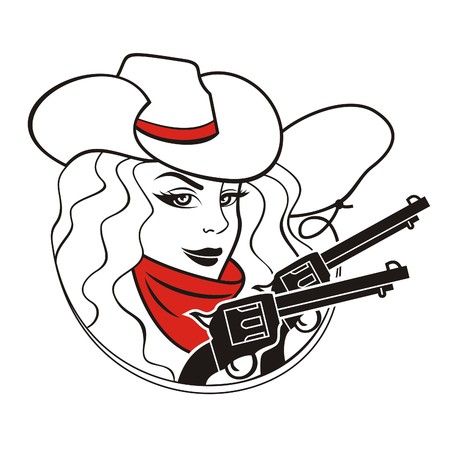 Cowboy girl vector illustration.のイラスト素材