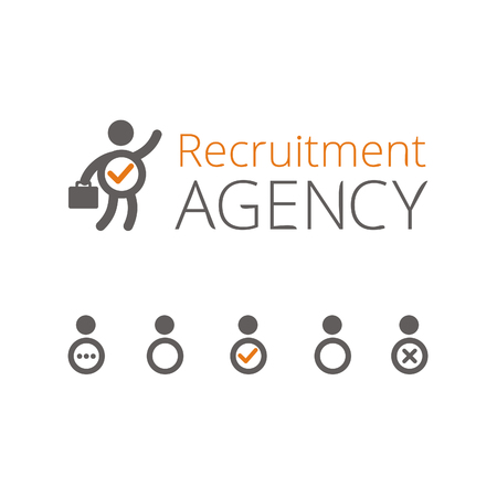 Vector logo for recruitment agency with cartoon humanのイラスト素材