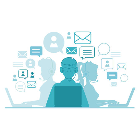 Specialists call the center to answer questionsのイラスト素材