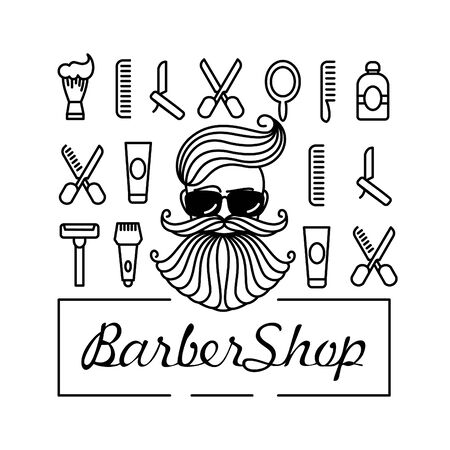 Barber shop and hairstyleのイラスト素材