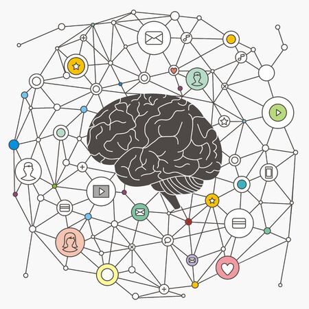 linear image of the brains with an internet connectionのイラスト素材
