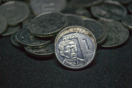 Pile of Philippine Peso coins under President Rodrigo Dutertes' Administration